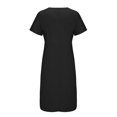 thumbnail image 5 of Pisexur Robe à Manches Courtes Col en V Hauteur Genou Mode Femmes Été Imprimé Décontracté Col en V Boutons Manches Courtes Vacances Poches Robe Femmes, 5 of 5