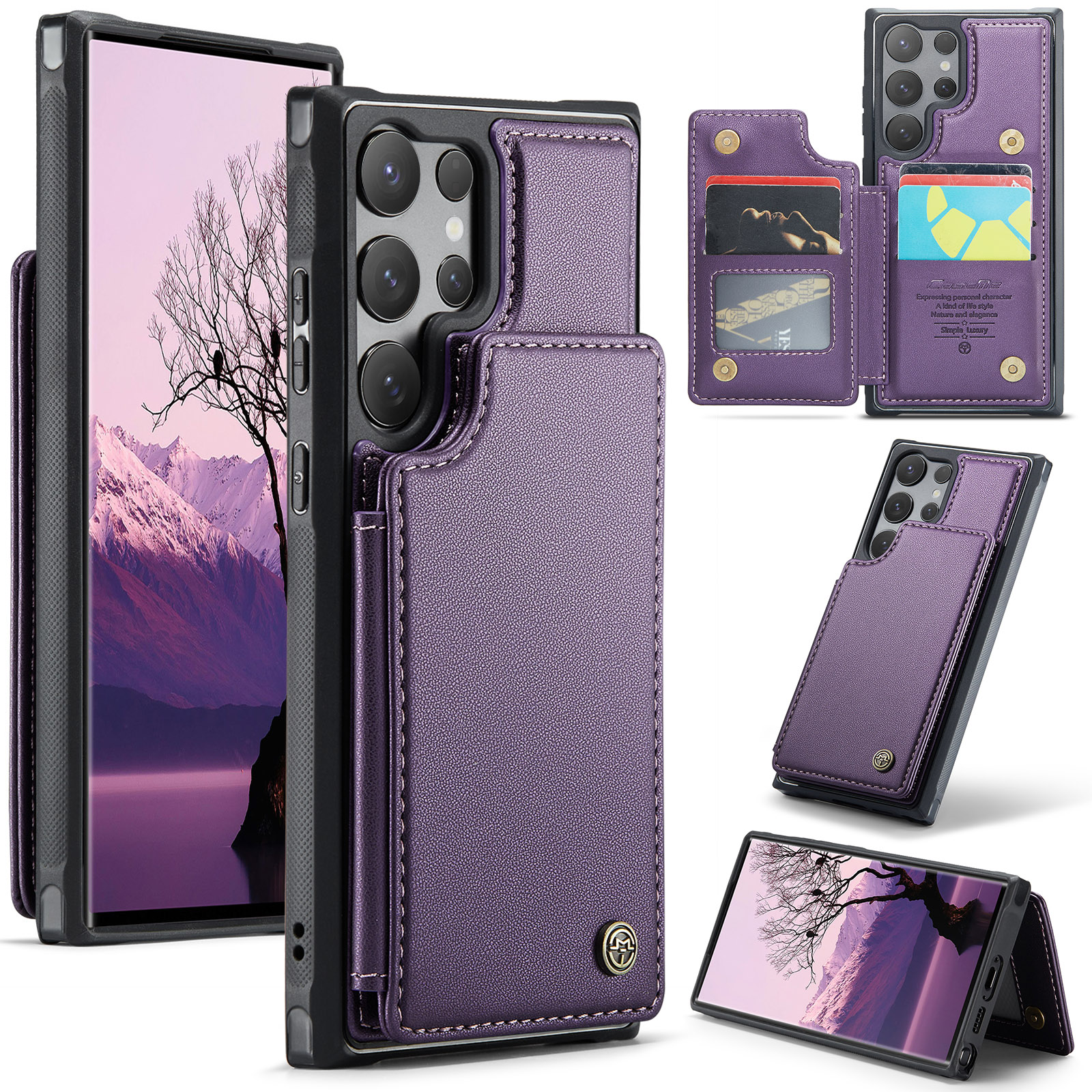 CaseMe Leather for Samsung S25 Ultra Case with Card Holder, Wallet Case for Women Men with RFID Blocking, Durable Leather Kickstand Magnetic Clasp Shockproof Phone Case for Samsung Galaxy S25 Ultra