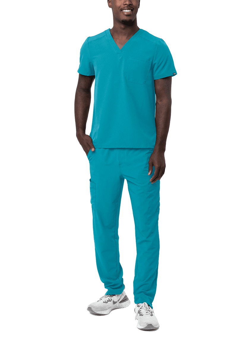 Adar Addition Ensemble de Sarrau Go-Basic pour Hommes - Haut de Sarrau Classique à Col en V et Pantalon de Sarrau Cargo