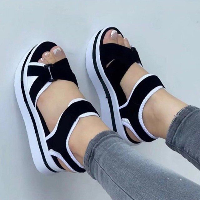 LSLJS Wedge Sandales pour Femmes, Sandales à Talon Compensé Mode pour Femmes Dames Confortables à Bout Rond Sandales Décontractées Chaussures