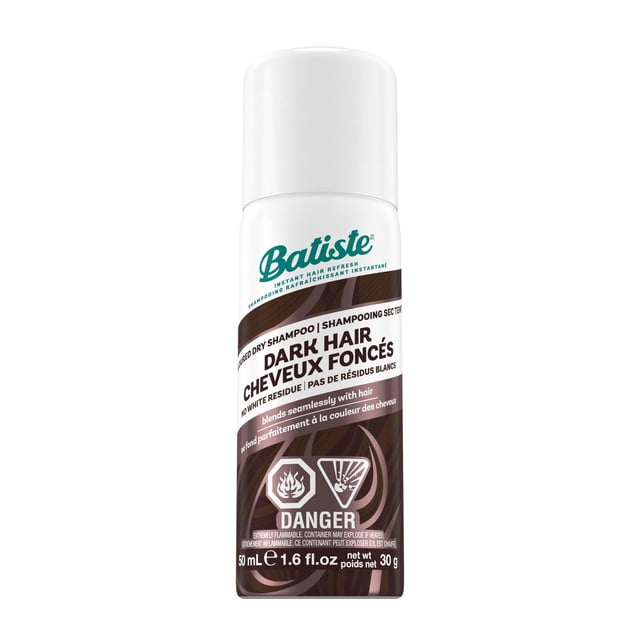 Batiste Dark Dry Shampoo Spray, Travel Size, Dark & Deep Brown Hair, Refresh Hair And Absorb Oil Between Washes, 50ml