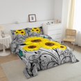 thumbnail image 3 of Erosebridal Vibrant Sunflower Bedding Comforter Set, Rustic Floral Comforter Sets , Grey Yellow Reversible Down Comforter, Microfiber Room Decorative, 2 Pieces, 3 of 8
