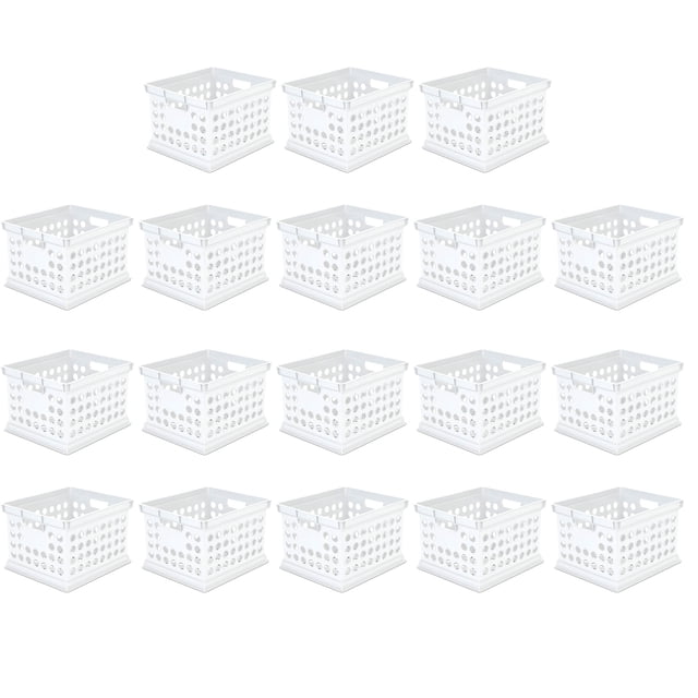 Sterilite Bac de Rangement Empilable en Plastique, Blanc, Lot de 18