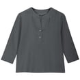 thumbnail image 4 of zbxnLI Kids Girls Spring Long Sleeve Shirts Button V Neck Casual Loose T-Shirts Solid Color Summer Tops, 4 of 7