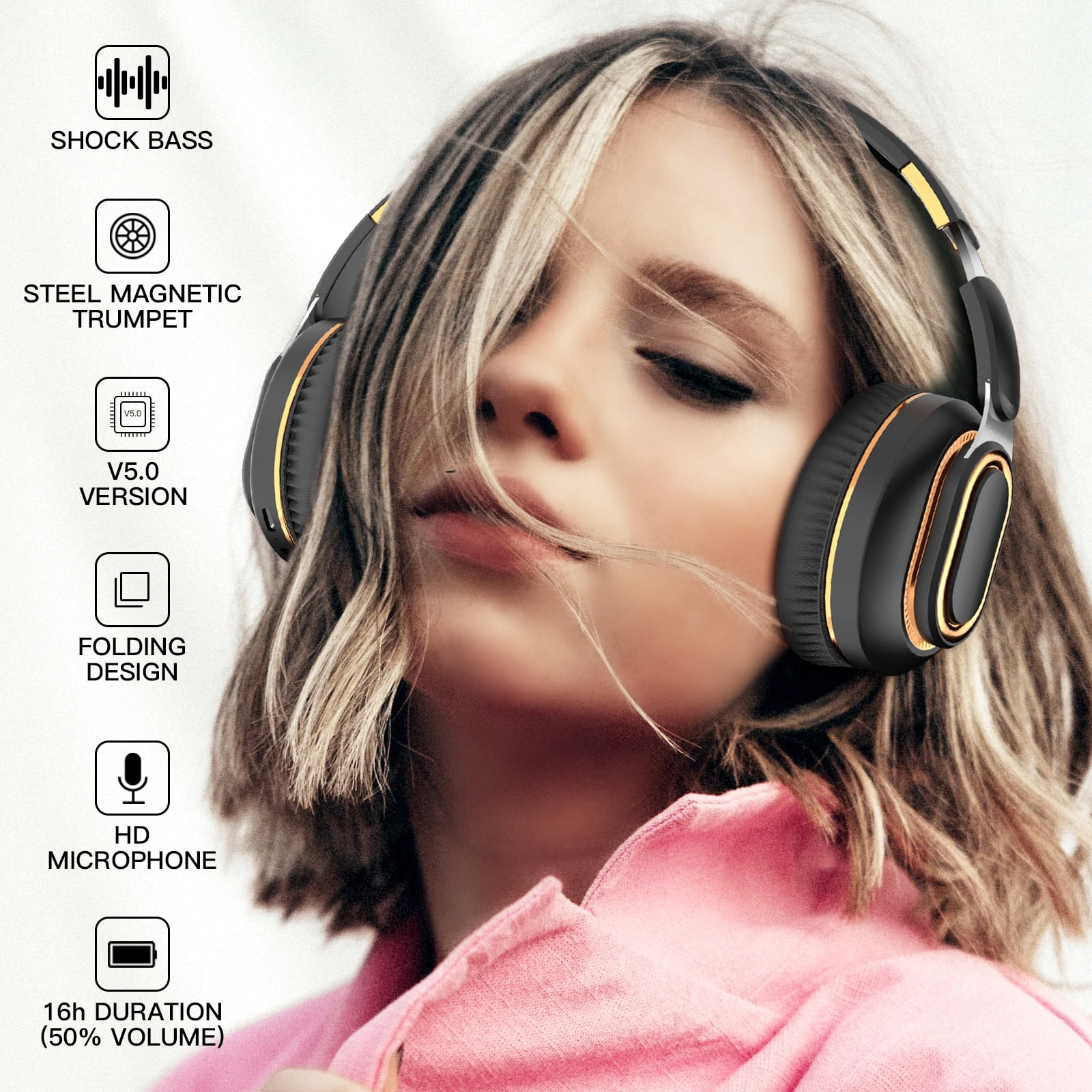 Birdeem Speakers Bluetooth Wireless, Headphones Wireless Bluetooth, Active Noise Cancelling Bluetooth Headset Wireless Folding Type-C Gaming Sports Headset, Noise Cancelling Headphones