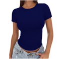 thumbnail image 1 of Meichang T-Shirts pour Femmes Coupe Ajustée Couche de Base T-Shirts Manches Courtes Col Rond T-Shirts Couleur Unie T-Shirts Basiques Confortables Légers Hauts d'Été, 1 of 5
