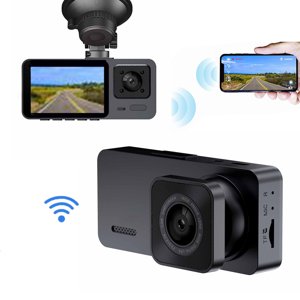 Meitianfacai Caméra Dash Cam avant et intérieur, Dashcam 1080P Complet HD ,WIFi intégré , Caméra de vision nocturne, Caméra à tableau de bord à large vue, Verrouillage d'accident, Enregistrement de boucle, Surveillance de stationnement