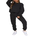 thumbnail image 2 of Femmes Sweat-Shirt Ensemble Manches Longues Col Rond Pantalons de Survêtement Ensemble Solide Activewear Set, 2 of 5