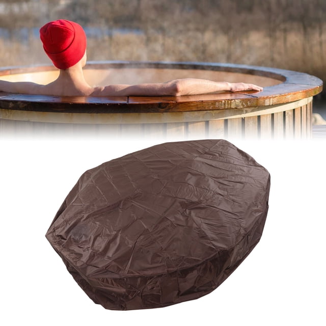 Housse Ronde pour Spa Extérieur, Housse de Baignoire Ronde pour Patio, Compacte et Pliable, Taffetas de Polyester 190 Argenté pour Spa