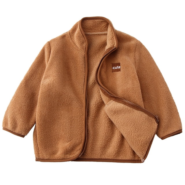 XASZHN Girls and Toddlers' Full Zip Jacket Coffee 3-4 Years