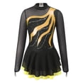 thumbnail image 1 of Sholeno Robe de Patinage Artistique pour Filles, Brillante avec Strass, Manches Longues, Dos Ajouré, Justaucorps de Ballet, Tenue de Danse, Jaune, 10, 1 of 7