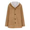 thumbnail image 4 of LOVZFMLL Jackets for Women Winter Warm Composite Button Hooded Jacket Outwear Solid Color Coat, 4 of 7