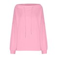 thumbnail image 4 of Women's Off Shoulder Sweatshirt Adjustable Drawstring Oversized Long Sleeve Shirt Pullover Basic Slouchy Clothes 2025, 4 of 5