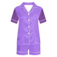 thumbnail image 4 of Yuyuzo Pajama Sets for Women 2 Piece Short Sleeve Button down Shirts Lounge Sets Color Block Soft Pj Sets, 4 of 5