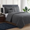 thumbnail image 2 of Clara Clark Home Quilt Set Bedspread - Ultra Soft Microfiber Embossed Grid Weave Pinsonic Lightweight Coverlet - Quilted Comforter 5 Piece Bedding Set - 2 Pillow Shams, 2 Euro Shams - Twin, Gray, 2 of 4