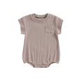 thumbnail image 1 of Faithtur Nouveau-Né Été Romper, Casual Manches Courtes Col Rond de Couleur Unie Bodysuit, 1 of 8