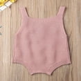 thumbnail image 3 of Newborn Baby Boy Girl Sleeveless Knit Bodysuit Solid Color Button Jumpsuit Warm Clothes, 3 of 6