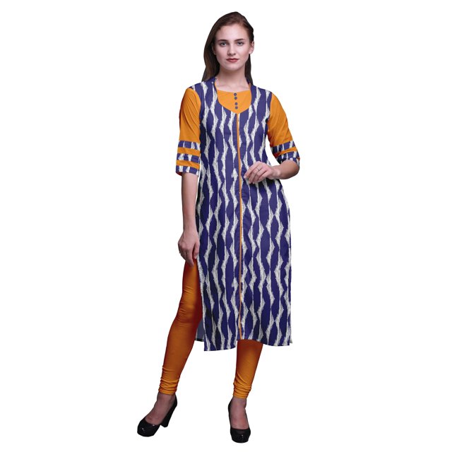 Bimba Kurti Droite Décontractée Imprimée Haut à Manches 3/4 Longue Kurta Robe pour Femmes