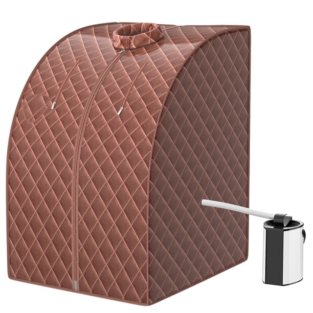 Patiojoy Portable Steam Sauna Spa Household Personal Sauna Tent with 9-Level Temperature &Timer Coffee
