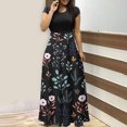 thumbnail image 1 of SMihono Robe Maxi Bohème d'Été pour Femmes Grande Taille Robe d'Été Colorée à Imprimé Floral pour Femmes Robes à Manches Courtes Robe Maxi Décontractée de Plage Robe Évasée de Plage, 1 of 5
