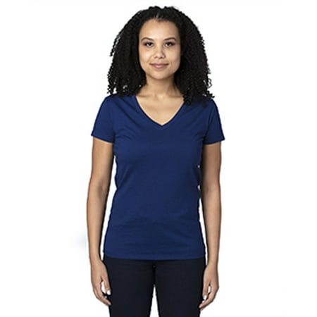 Ladies' Ultimate Short-Sleeve V-Neck T-Shirt - NAVY - L