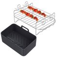 thumbnail image 3 of 2Pcs Air Fryer Accessories Set with Air Fryer Silicone Pot and Double Layer Rack with Skewer Reusable Air Fryer Liner with Handle Stainless with 4 Skewers, 3 of 9