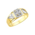 thumbnail image 4 of RYLOS Men's Rings 14K Yellow Gold Classic 7X5MM Oval Gemstone & Diamond Ring White Topaz April Birthstone Rings For Men Size 13, 4 of 7