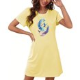 thumbnail image 4 of Mrat Robes pour Femmes Vêtements de Nuit Robe pour Femmes Vêtements de Nuit Manches Courtes Chemise de Nuit Décontractée Imprimée Robe de Nuit Ample Confortable Pyjama Nuisette S-92 Jaune m, 4 of 7