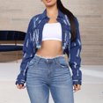 thumbnail image 2 of Women's Cropped Jacket With Holes On The Back And Cutout Denim Jacket, 2 of 7
