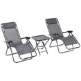 thumbnail image 1 of Outsunny Ensemble de Chaises à Gravité Zéro avec Table Pliante et Porte-Gobelet Gris Foncé, 1 of 10