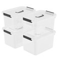 thumbnail image 2 of Yesdate 4 Pack 10.5 Quart Plactic Storage Latch Bin, Lidded Box with Black Handle, Clear, 2 of 4