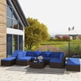thumbnail image 2 of Outsunny 9 Pieces Wicker Patio Furniture Set with Cushion, Navy Blue, 2 of 10
