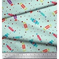 thumbnail image 3 of Soimoi Green polyester Crepe Fabric Dot & Candies Food Printed Fabric 1 Yard 42 Inch Wide, 3 of 6