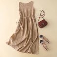 thumbnail image 2 of FAIWAD Robe Débardeur en Coton et Lin pour Femme Été Sans Manches à Cordon à la Taille Robe d'Été Décontractée à Col Rond Robes Maxi, 2 of 5