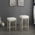 thumbnail image 3 of Lexicon 24 Inch Height Wooden Counter Stool Faux Leather Seat Barstool, White, 3 of 3