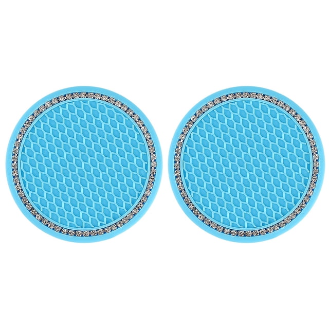 2Pcs Car Diamond Cup Mat Bottle Seat Cushion Non-Slip Silicone Cushion
