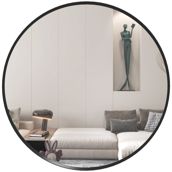 HOMCOM Miroir de Salle de Bain 24 Pouces pour Mur, Miroir Rond pour Salon Chambre
