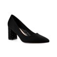 thumbnail image 1 of BLISSFUL STEP Chaussures pour Femmes Bout Pointu à Enfiler Escarpins à Talon Bloc en Faux Suède Noir 7, 1 of 8