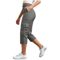 thumbnail image 3 of Mifsaly Pantalon Cargo Court Grande Taille pour Femmes, Capris Utilitaires Taille Haute avec Multiples Poches, Décontracté d'Été, Léger, Pantalon de Randonnée Extérieur, 3 of 7