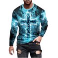 thumbnail image 2 of Meichang T-Shirt à Manches Longues pour Homme en Coton, T-Shirts Graphiques Vintage pour Hommes avec Imprimé Croix de Foi Chrétienne, T-Shirts Amusants à Col Rond, Chandails à Manches Longues pour Homme, 2 of 5