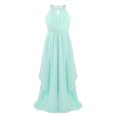 thumbnail image 4 of Oyolan Robe de Demoiselle d'Honneur pour Enfants Robe Longue en Chiffon Dos Nu pour Concours Soirée Danse Vert Menthe 4, 4 of 5