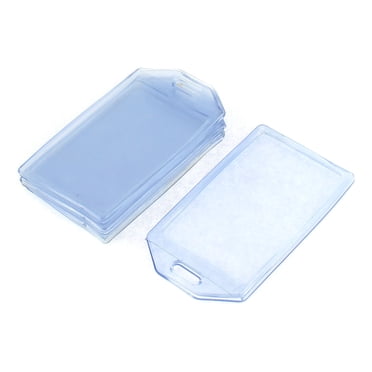 Unique Bargains Vertical Clear Plastic ID Badge Card Holder Pocket Pouch 4pcs