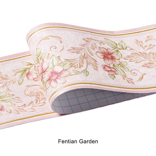 Baohd Exquisite Workmanship PVC Waterproof Waist Line For Wall Retro Fashion And Easy pink garden 1Set