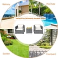 thumbnail image 4 of Costway 3 PC Patio Rattan Furniture Bistro Set Cushioned Sofa Chair Table White, 4 of 10