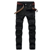 cllios Men's Skinny Ripped Jeans Slim Fit Distressed Stretch Denim Pants
