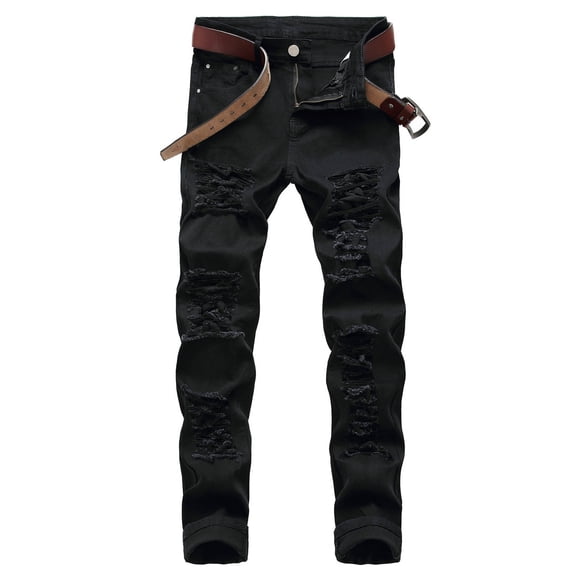 cllios Men's Skinny Ripped Jeans Slim Fit Distressed Stretch Denim Pants