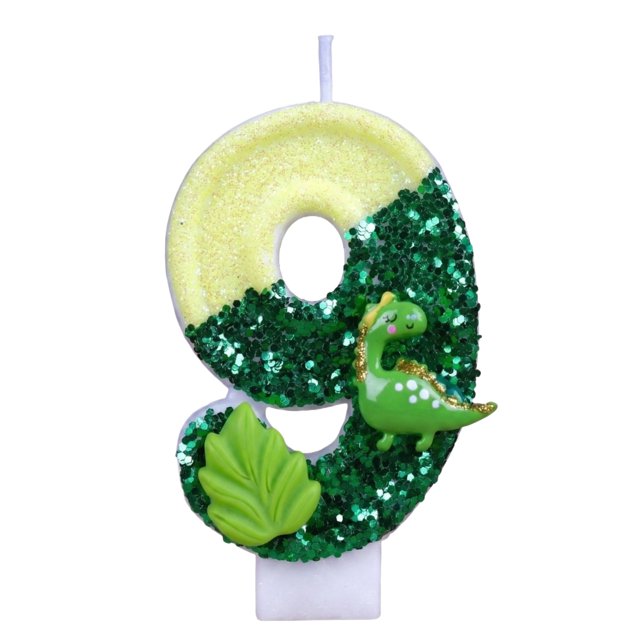 Fashion Creative Green Cartoon Number Candle, 3D Shaped Birthday Party Wax Candle, Decorative Age Digit Taper for Cake Celebration