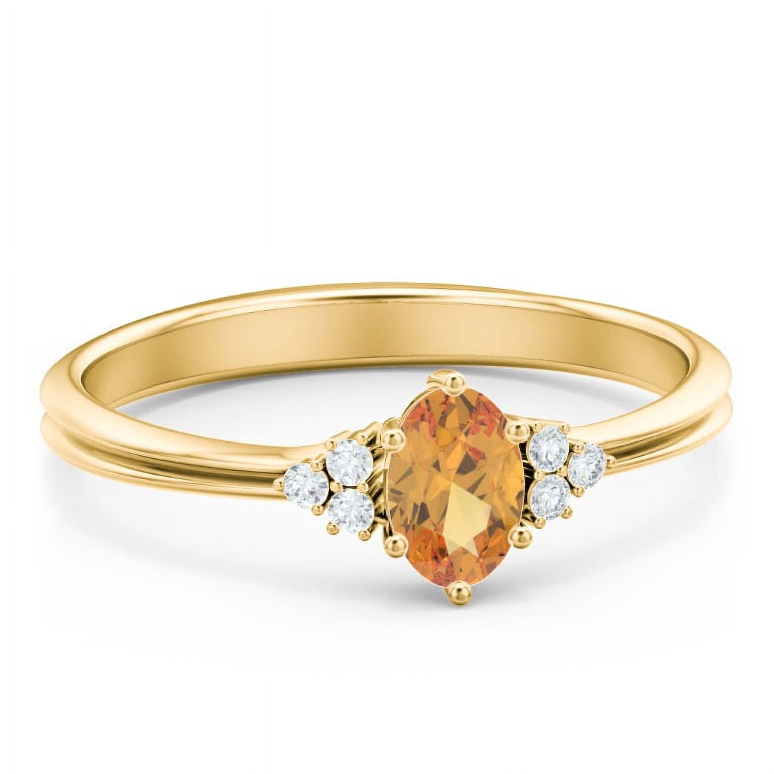 Birthstone Oval Ring with Shoulder Accents - Citrine (November)