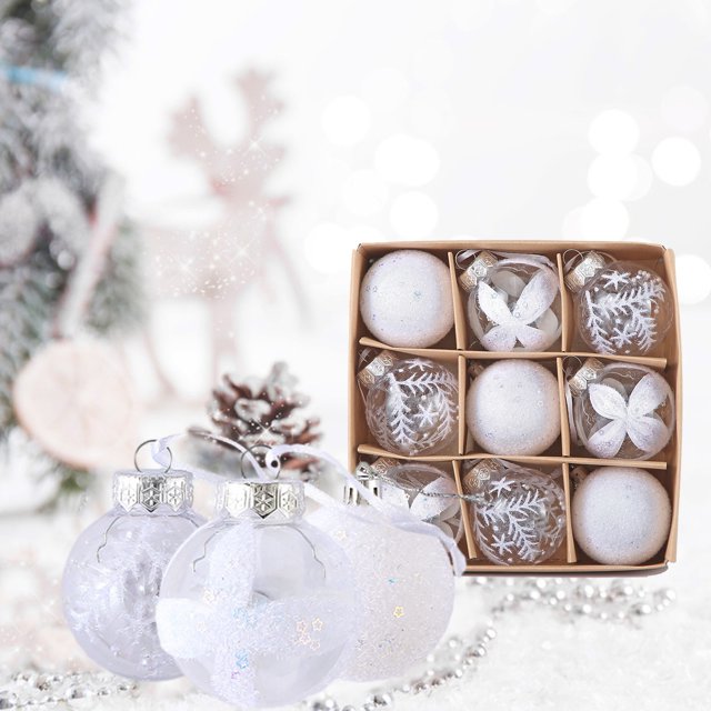 Christmas Ornament Hanging Ball Assorted Pendants on Clearance Shatterproof Tree Ornaments Decorations In A Reusable Hand-Help Gift Box Ideal For Xmas,Party
