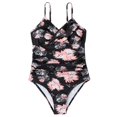 thumbnail image 3 of Women‘s One Piece Swimsuits Front Twist Monokini Bathing Suits Shirred Tummy Control Swimwear, 3 of 8